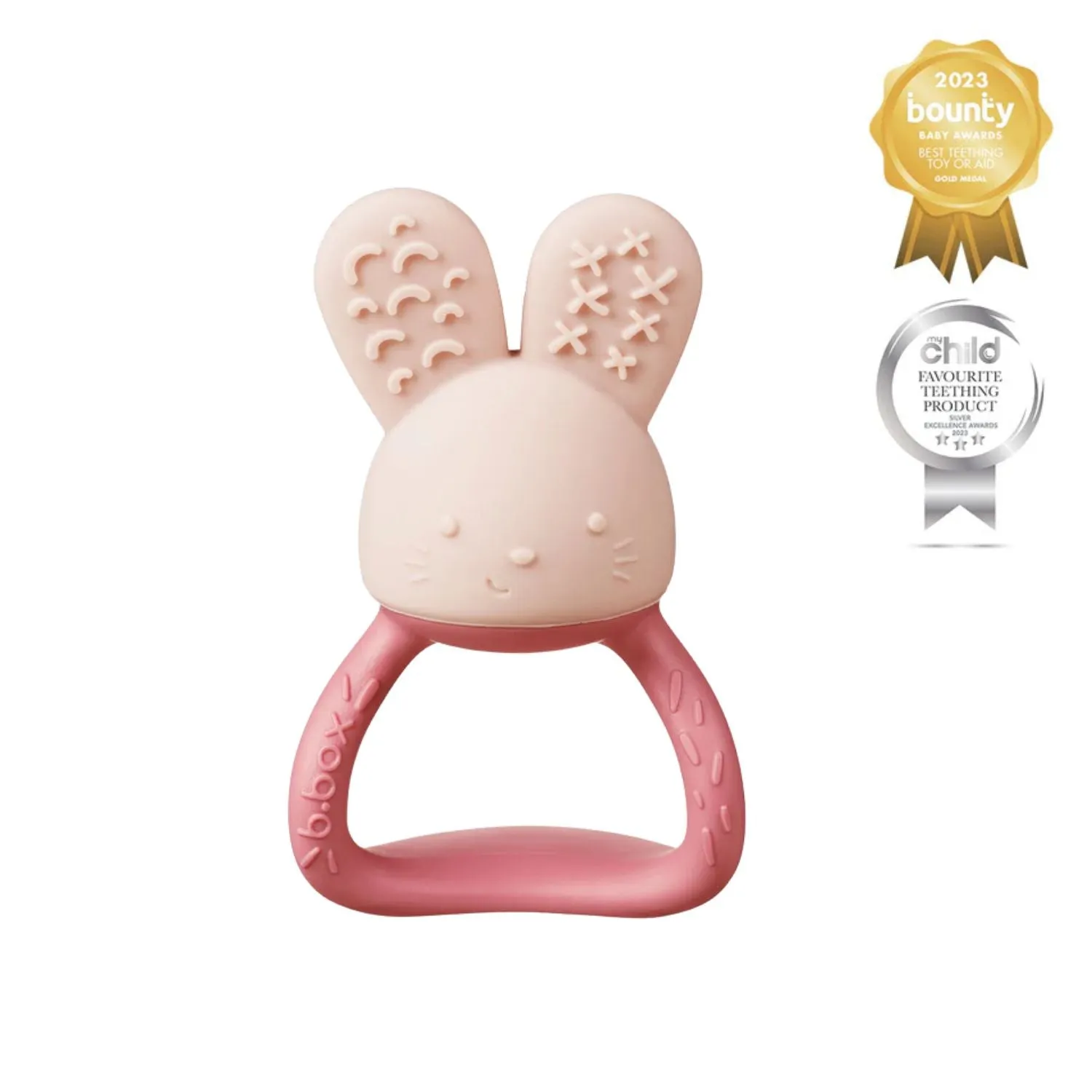 b.box Chill   Fill Bunny Teether Blush Pink