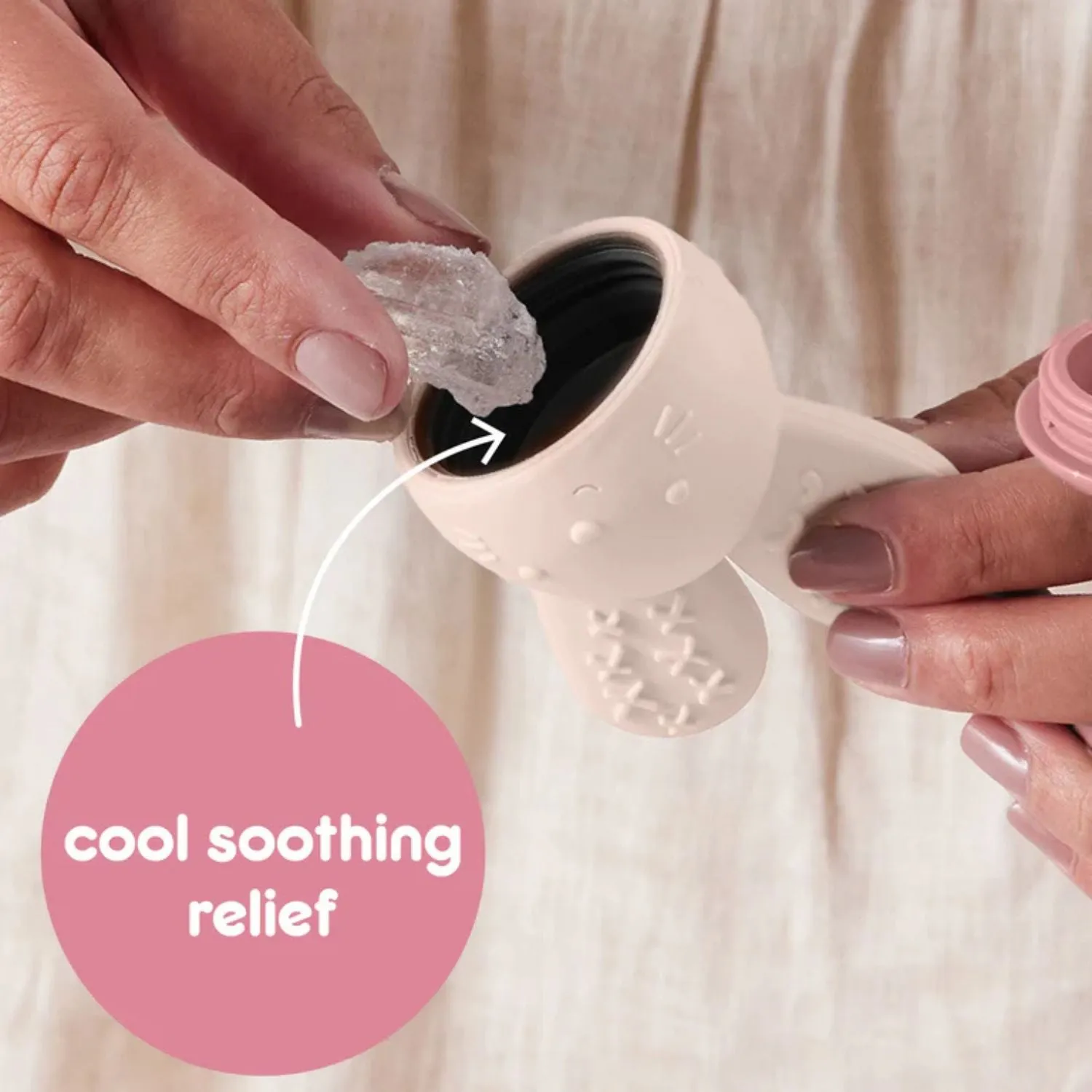b.box Chill   Fill Bunny Teether Blush Pink