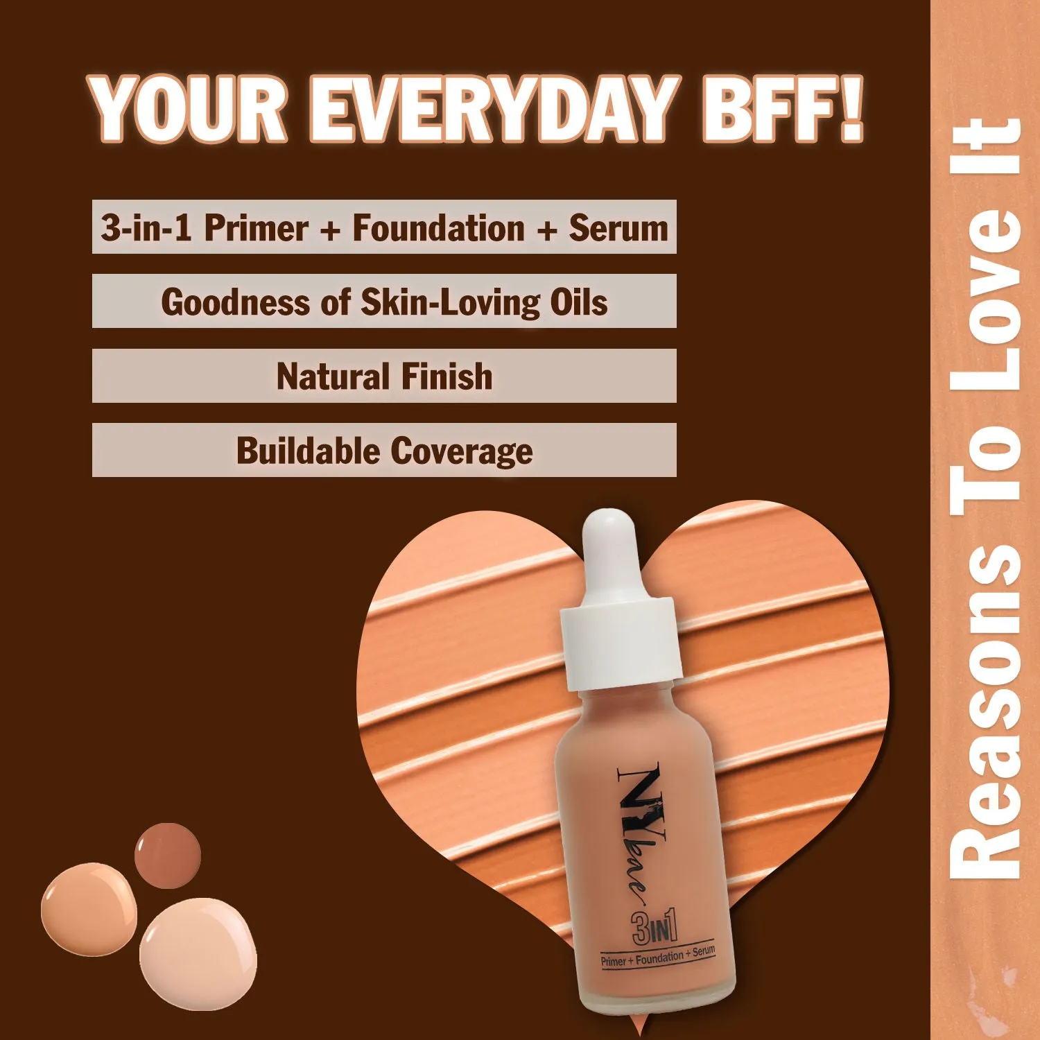 NY Bae 3 in 1  Primer   Foundation   Serum  - Cool Sand 06 (30 ml) | Wheatish | Cool Undertone | Natural Finish | Medium Coverage
