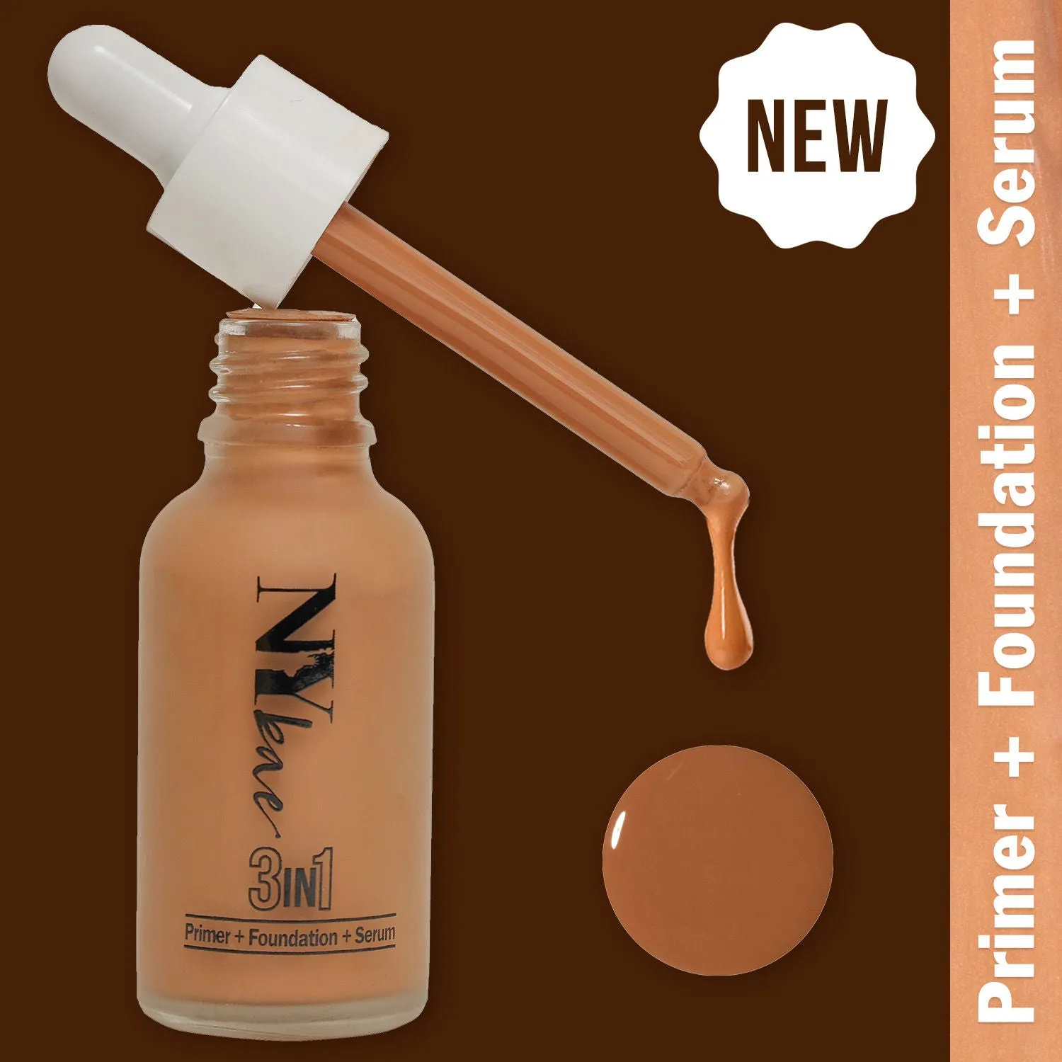 NY Bae 3 in 1  Primer   Foundation   Serum  - Warm Mocha 07 (30 ml) | Dark & Dusky | Warm Undertone | Natural Finish | Medium Coverage