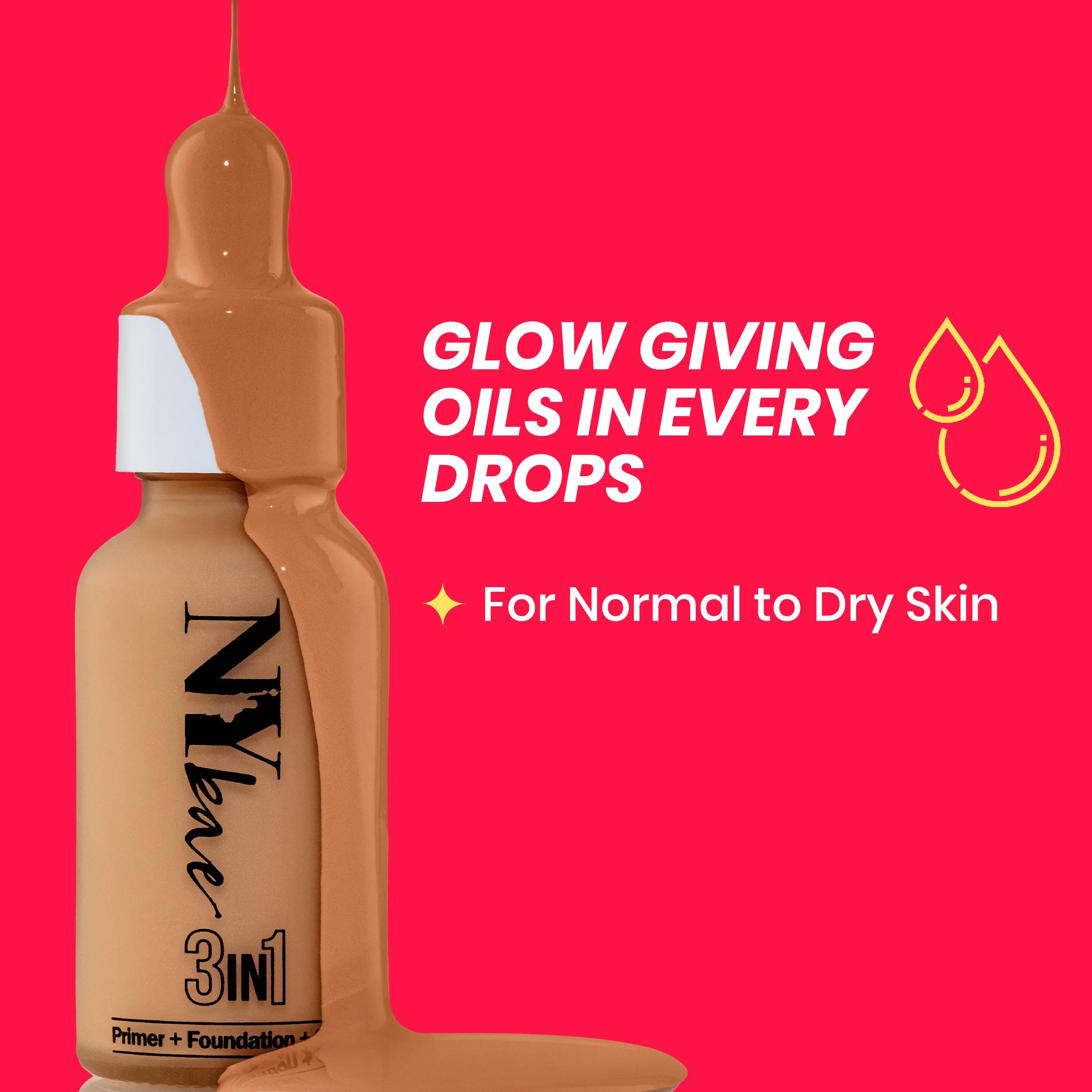 NY Bae 3IN1 Serum Foundation - Warm Sand 05 (30 ml) | Infused with Primer | Moisturising I Glowing Korean Skin I Celeb Glow | Dewy Makeup | Evens Skin Tone | Ultra Glow