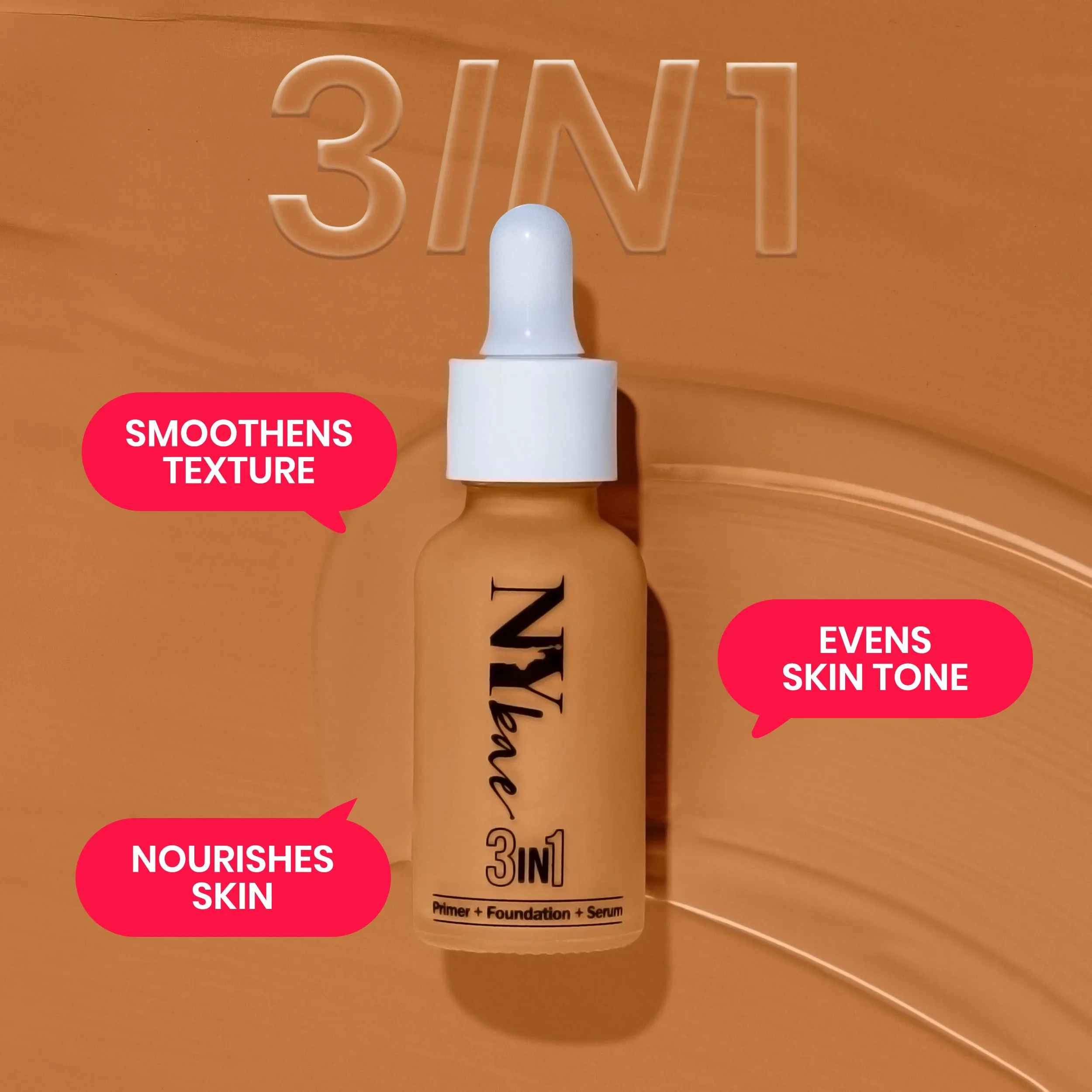 NY Bae 3IN1 Serum Foundation - Warm Sand 05 (30 ml) | Infused with Primer | Moisturising I Glowing Korean Skin I Celeb Glow | Dewy Makeup | Evens Skin Tone | Ultra Glow