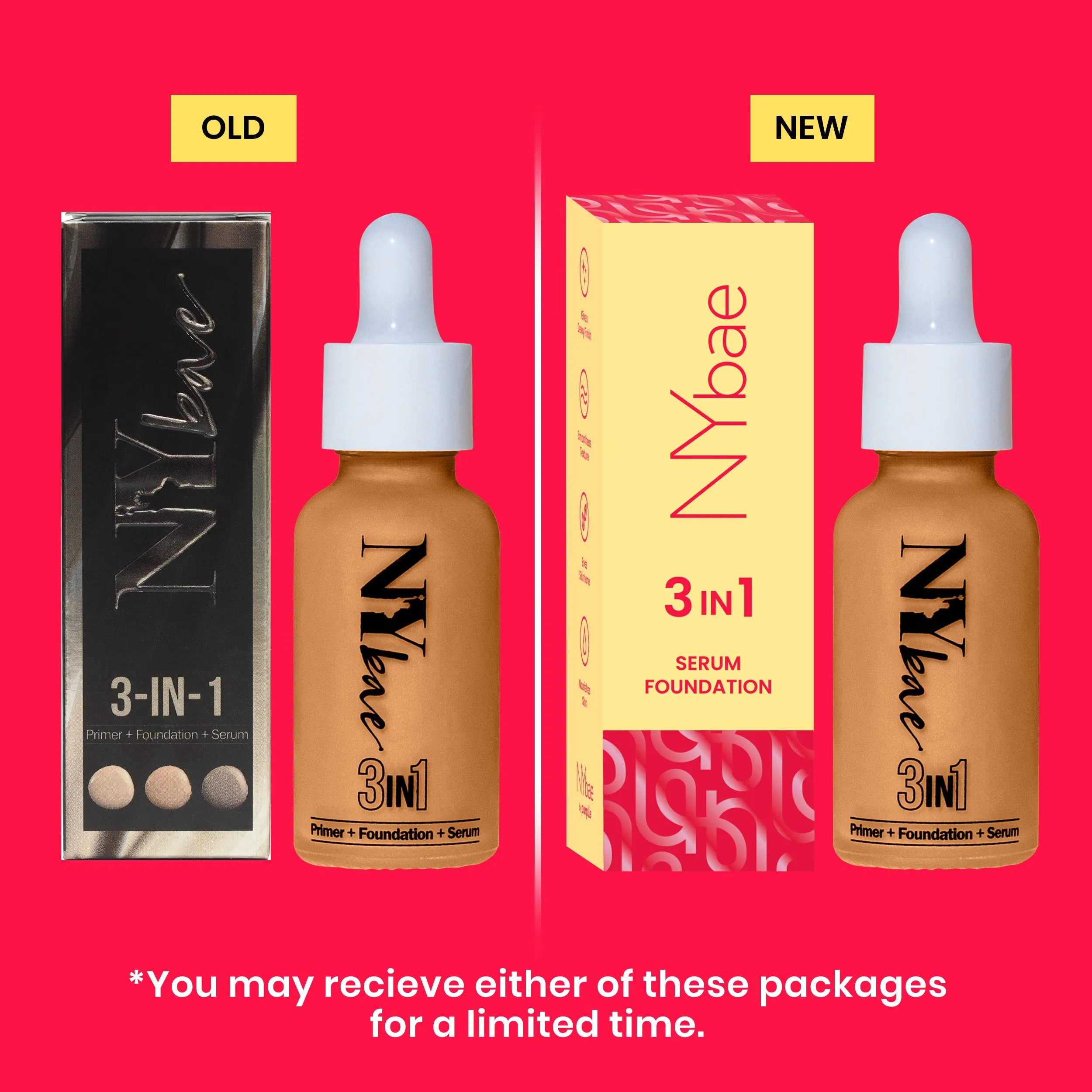 NY Bae 3IN1 Serum Foundation - Warm Sand 05 (30 ml) | Infused with Primer | Moisturising I Glowing Korean Skin I Celeb Glow | Dewy Makeup | Evens Skin Tone | Ultra Glow